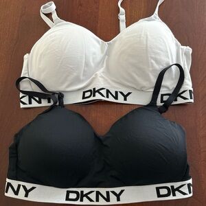 DKNY sport workout bralettes bundle size M in black & ice